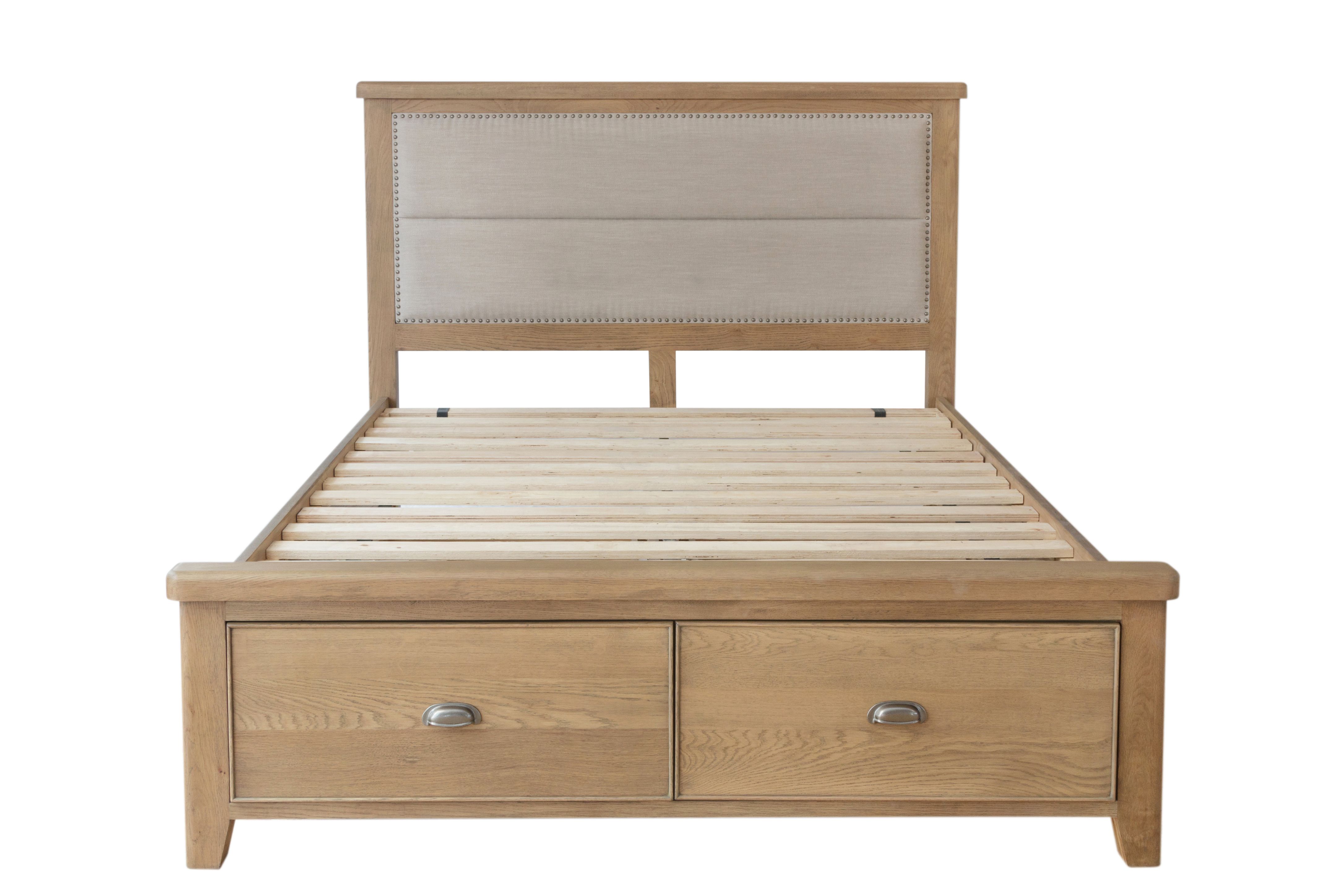 HOULGATE OAK 4'6" Bed With Wooden Headboard and Lower Footboard Set