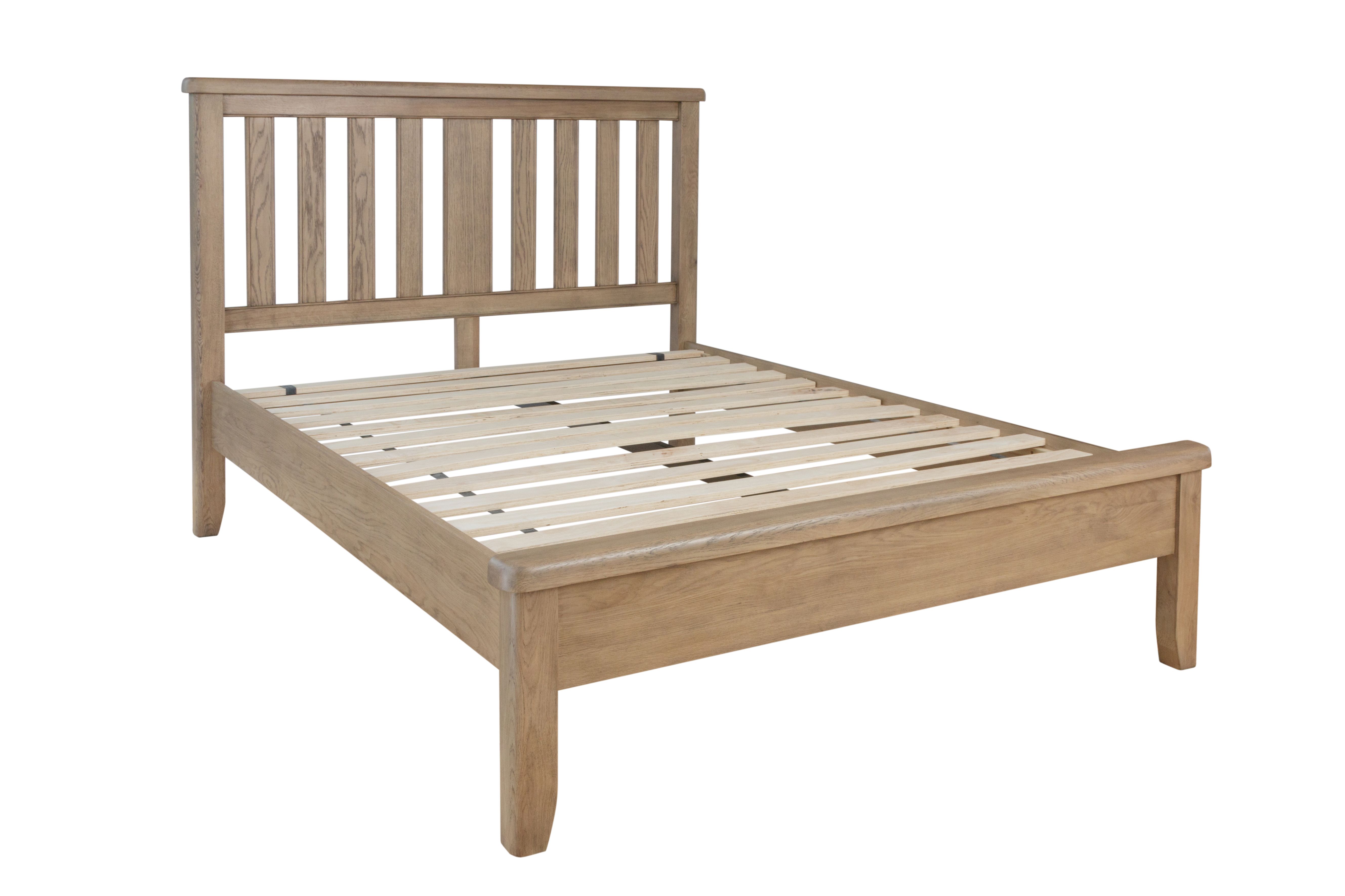 HOULGATE OAK 4'6" Bed With Wooden Headboard and Lower Footboard Set