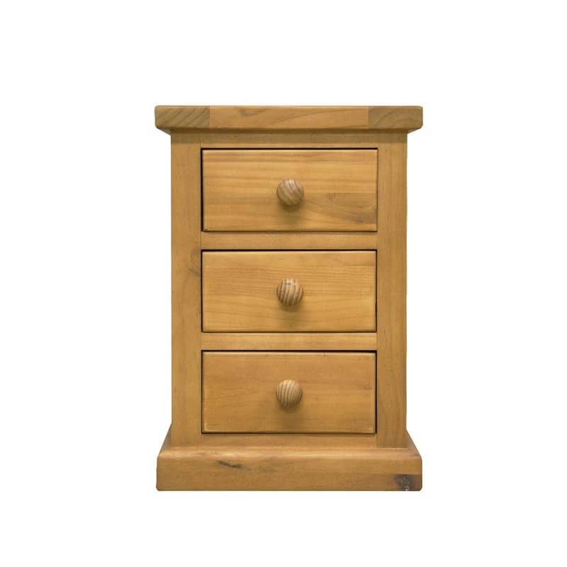 CHUNKY PINE Small 3 Drawer Bedside Bedroom Furniture