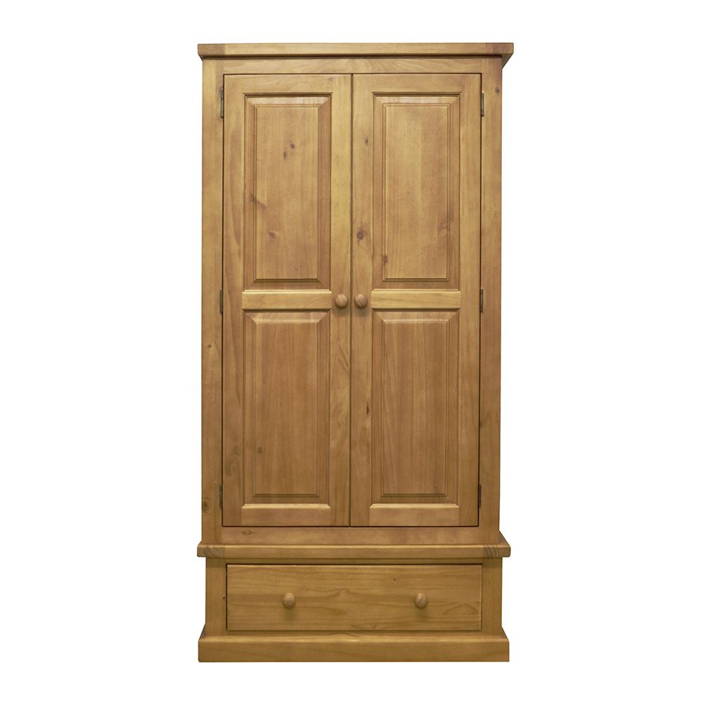 CHUNKY PINE 2 Door + 1 Drawer Wardrobe Bedroom Furniture Alexander