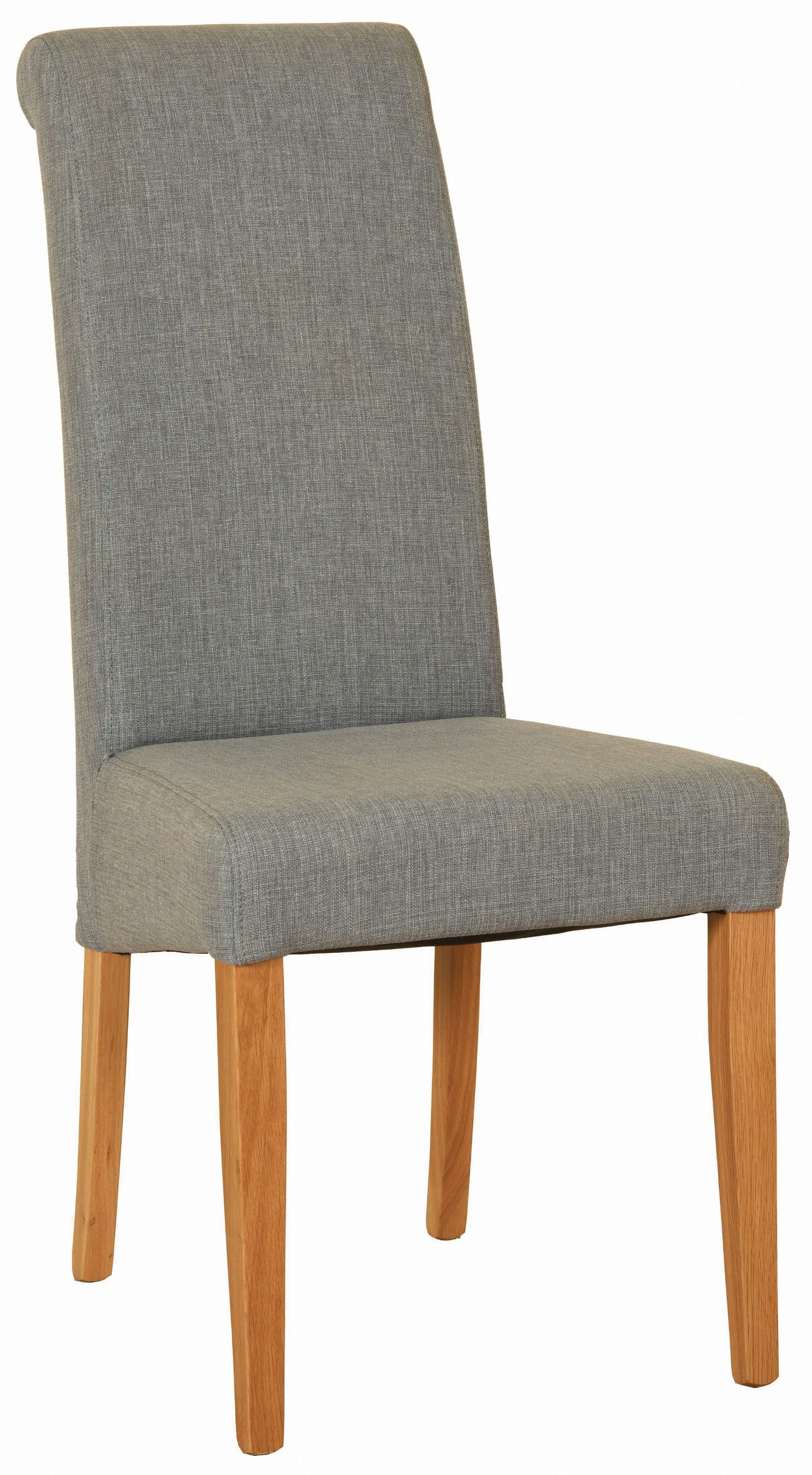 BEVERLEY OAK Light Grey Fabric Dining Chair Living & Dining Furniture