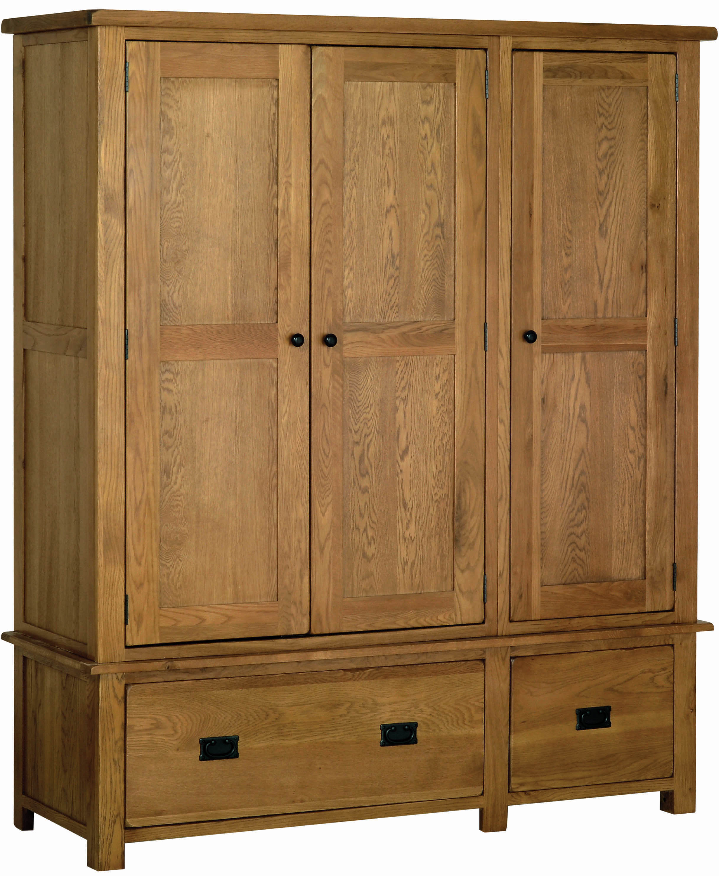 RUSTIC OAK Triple Wardrobe with Drawers Bedroom Furniture Alexander
