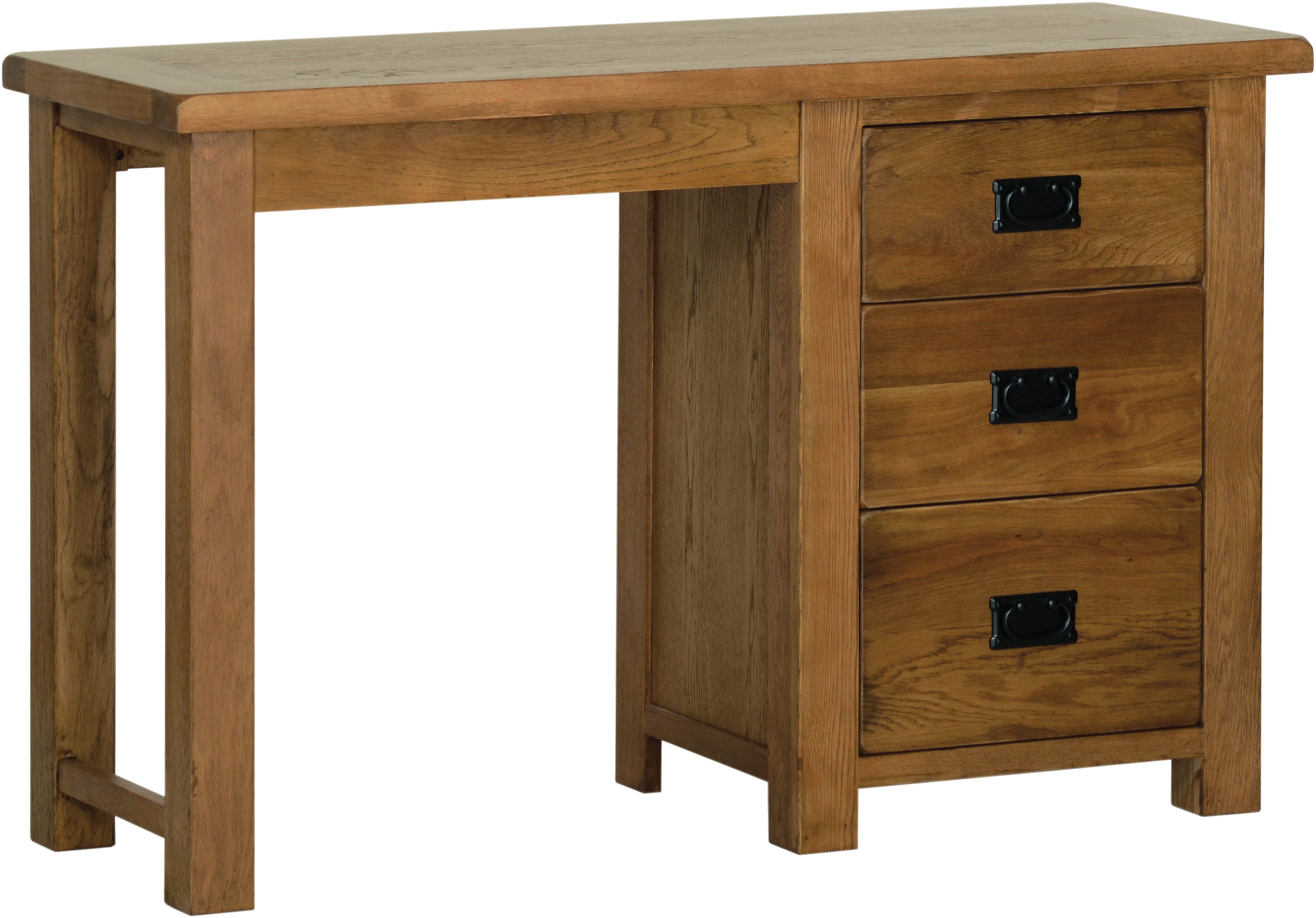 RUSTIC OAK Single Pedestal Dressing Table Bedroom Furniture
