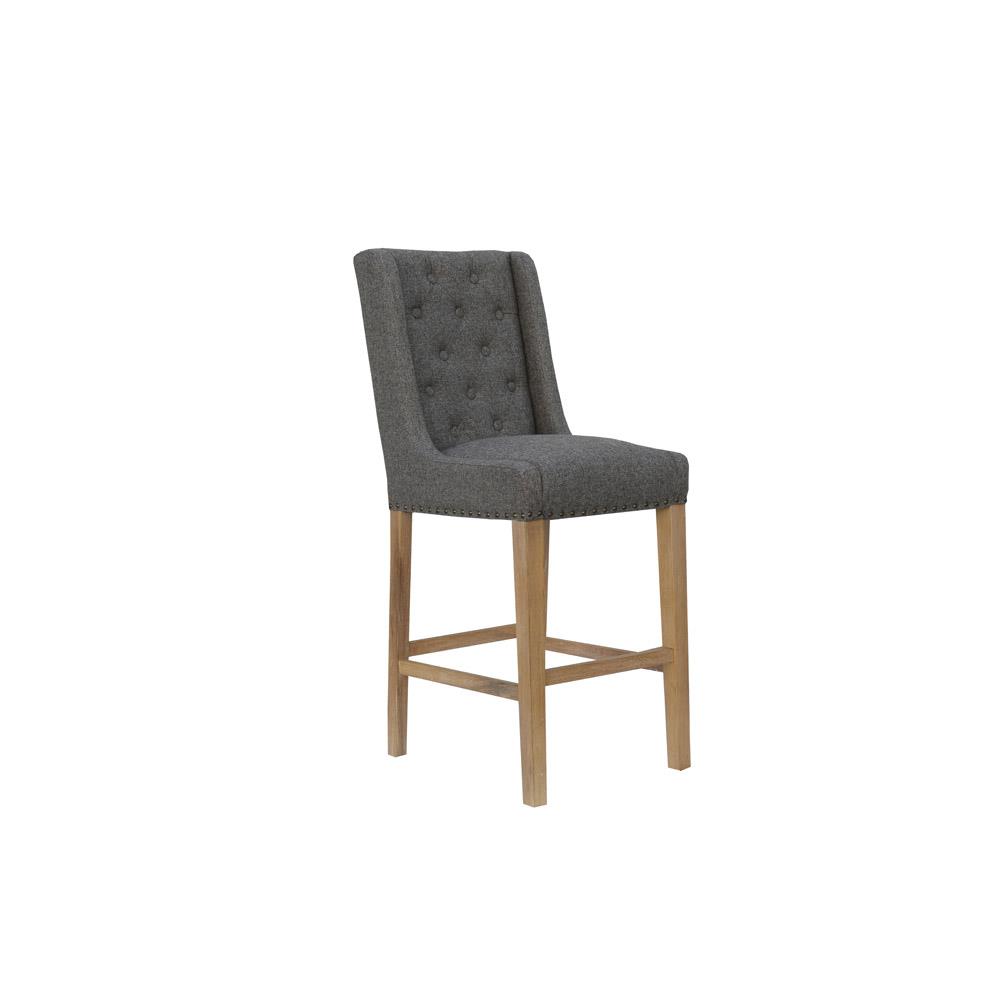 Fabric Button Back Bar Stool Dark Grey Alexander Ellis