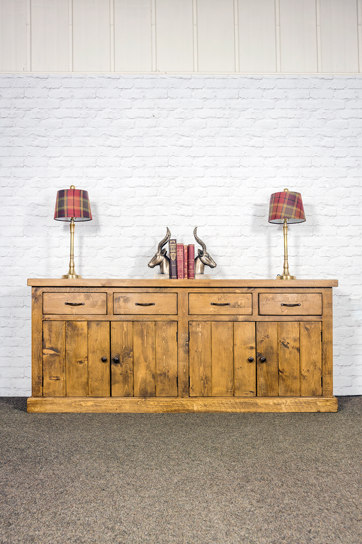 RUSTIC Plank Sideboard with 4 Door 4 Drawer (40mm top) Living