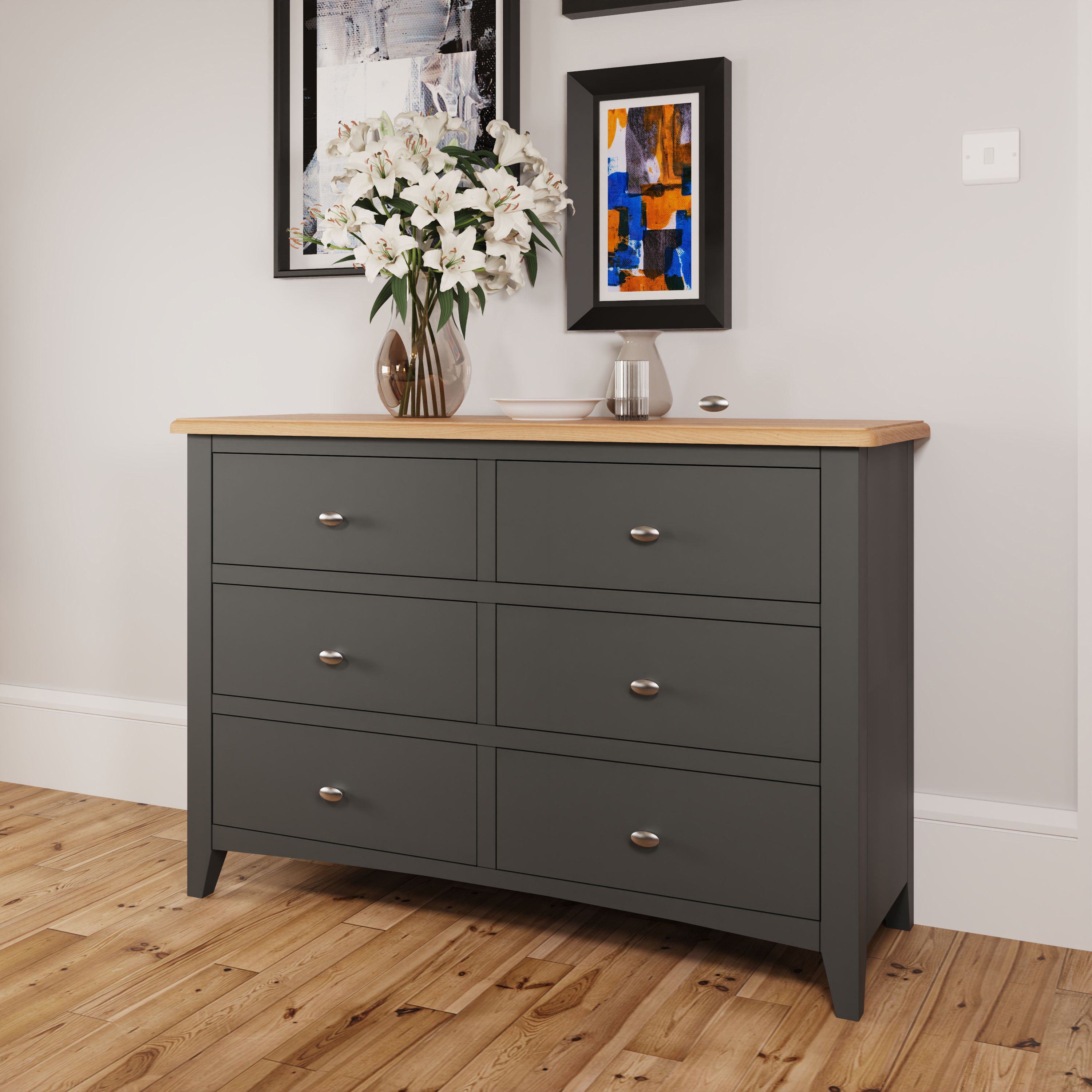 GAINSBOROUGH GREY PAINTED 6 Drawer Chest Bedroom Furniture