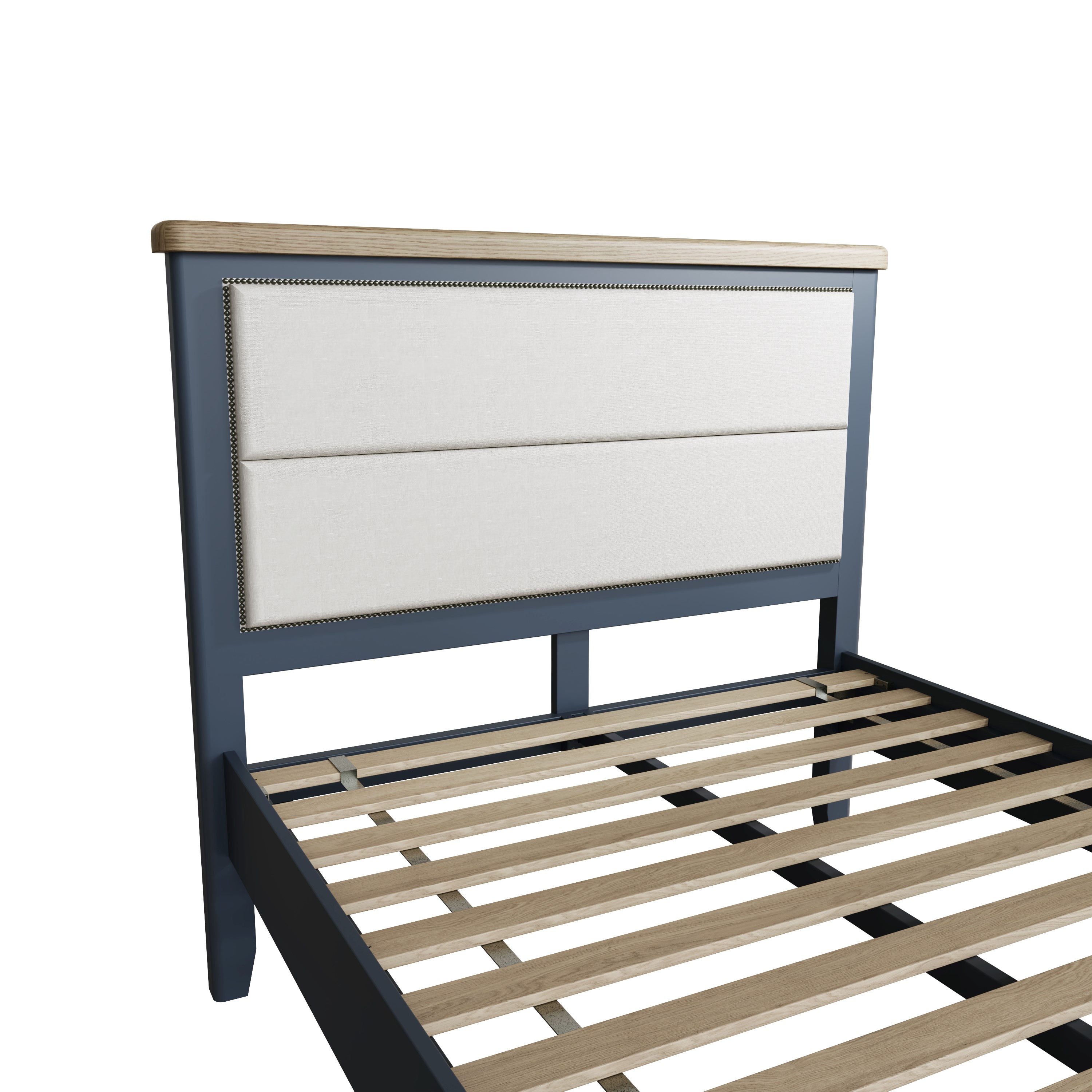 HOULGATE BLUE 4'6 Bed with Fabric Headboard and Low Footboard Set