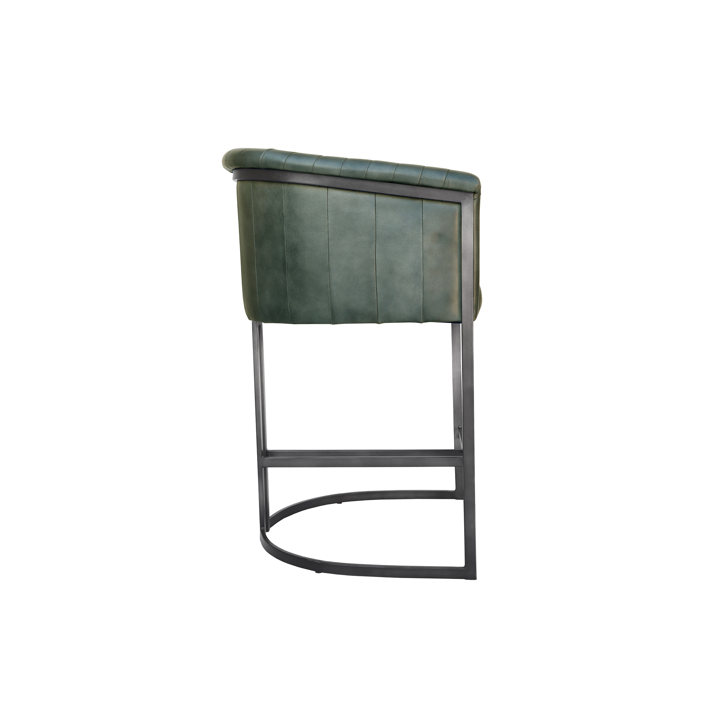 Leather & Iron Bar Stool Light Grey Alexander Ellis