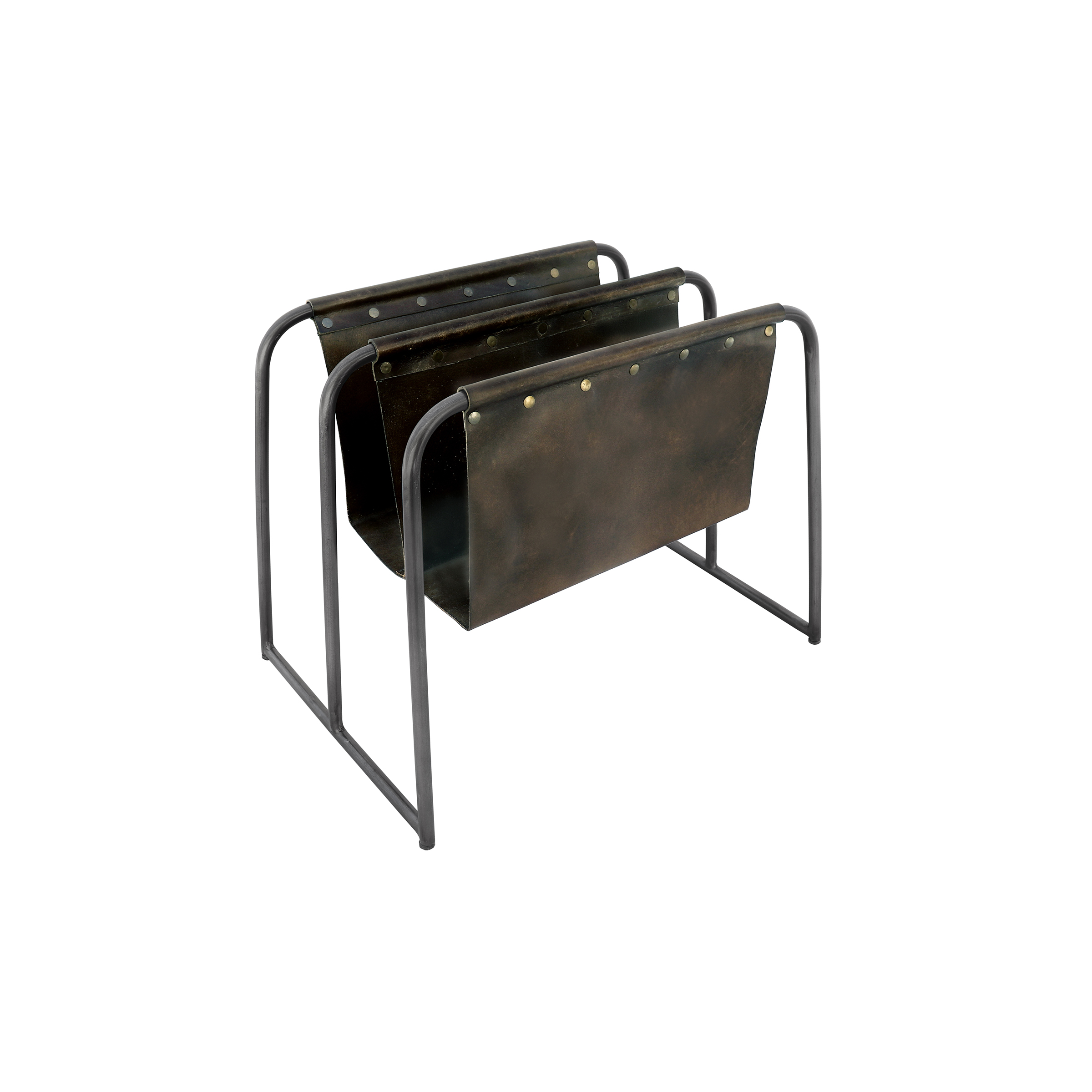 Leather & Iron Double Magazine Holder Dark Grey Alexander Ellis