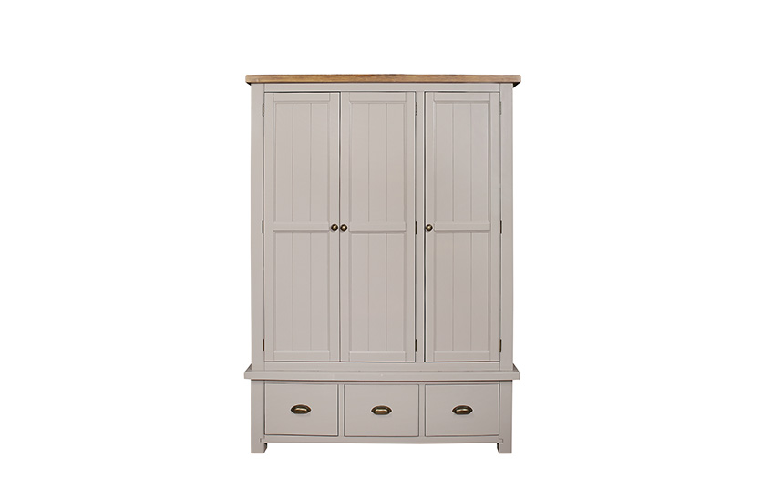 Cotswold Grey 3 Door 3 Drawer Wardrobe Bedroom Furniture