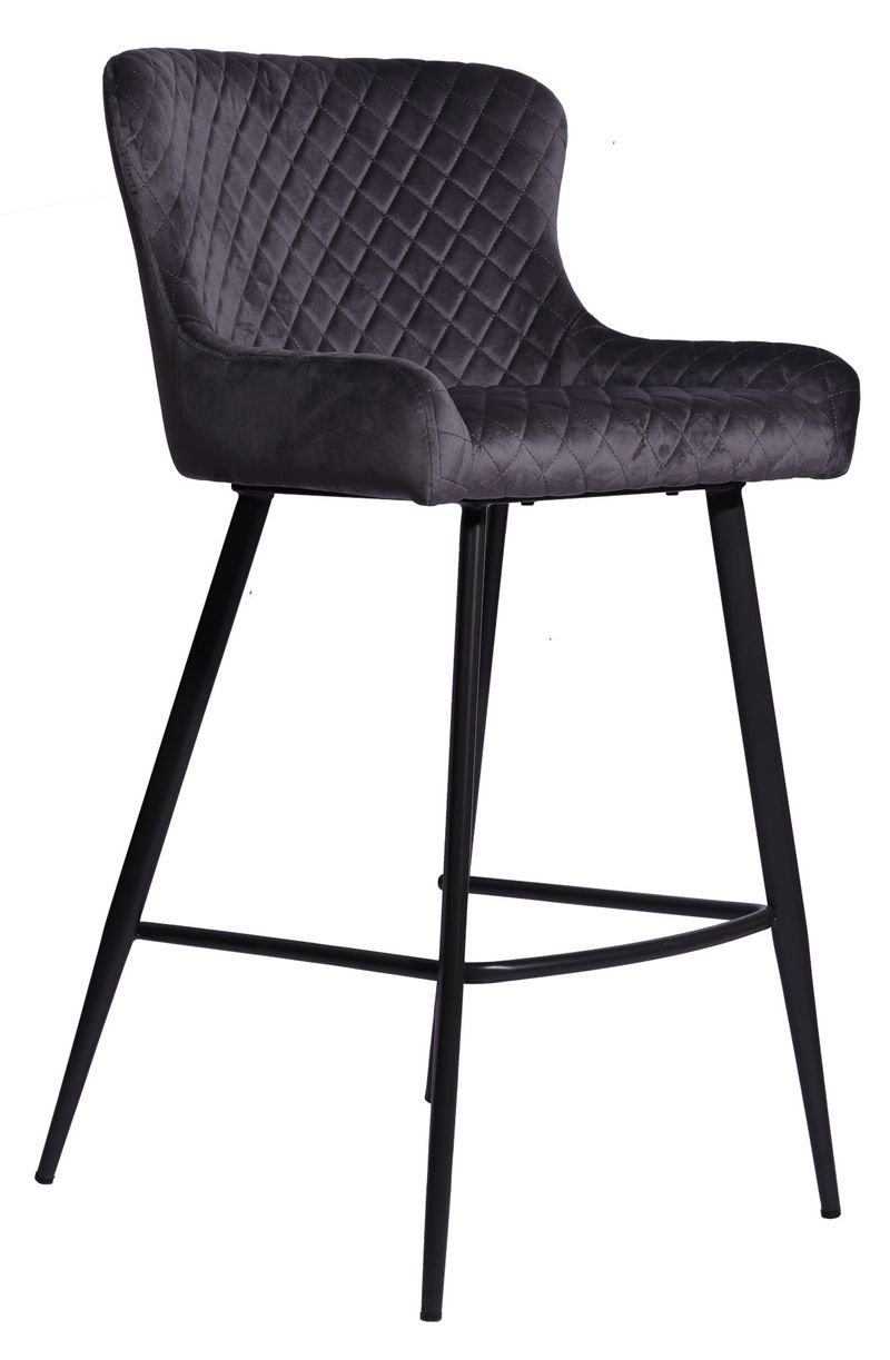 ALPHA Bar Stool Grey Velvet Living & Dining Furniture Alexander Ellis