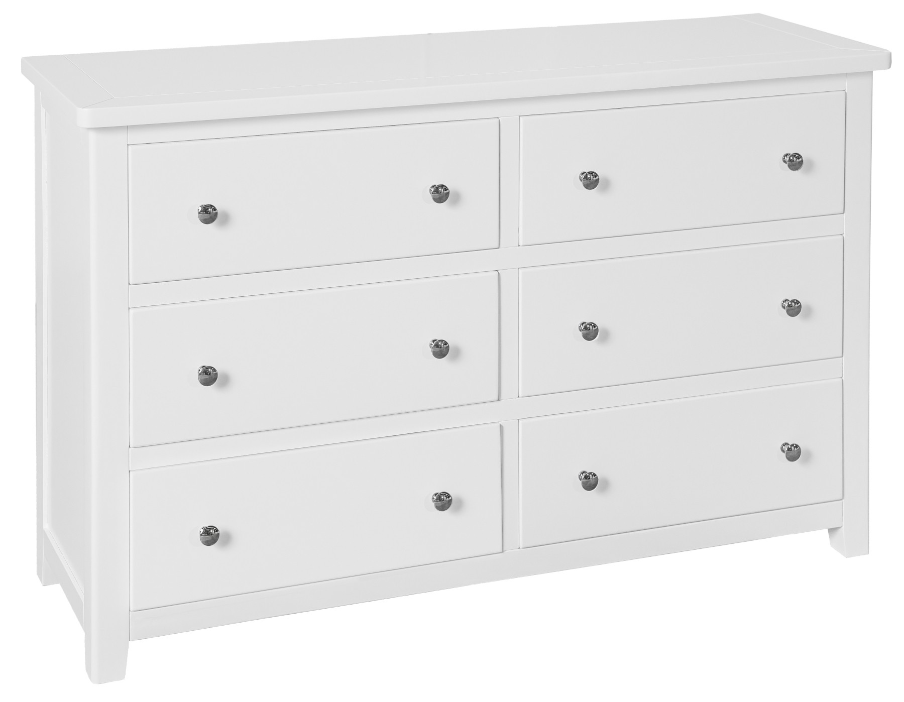 CLASSIC HENLEY White 6 Drawer Wide Chest Bedroom Furniture
