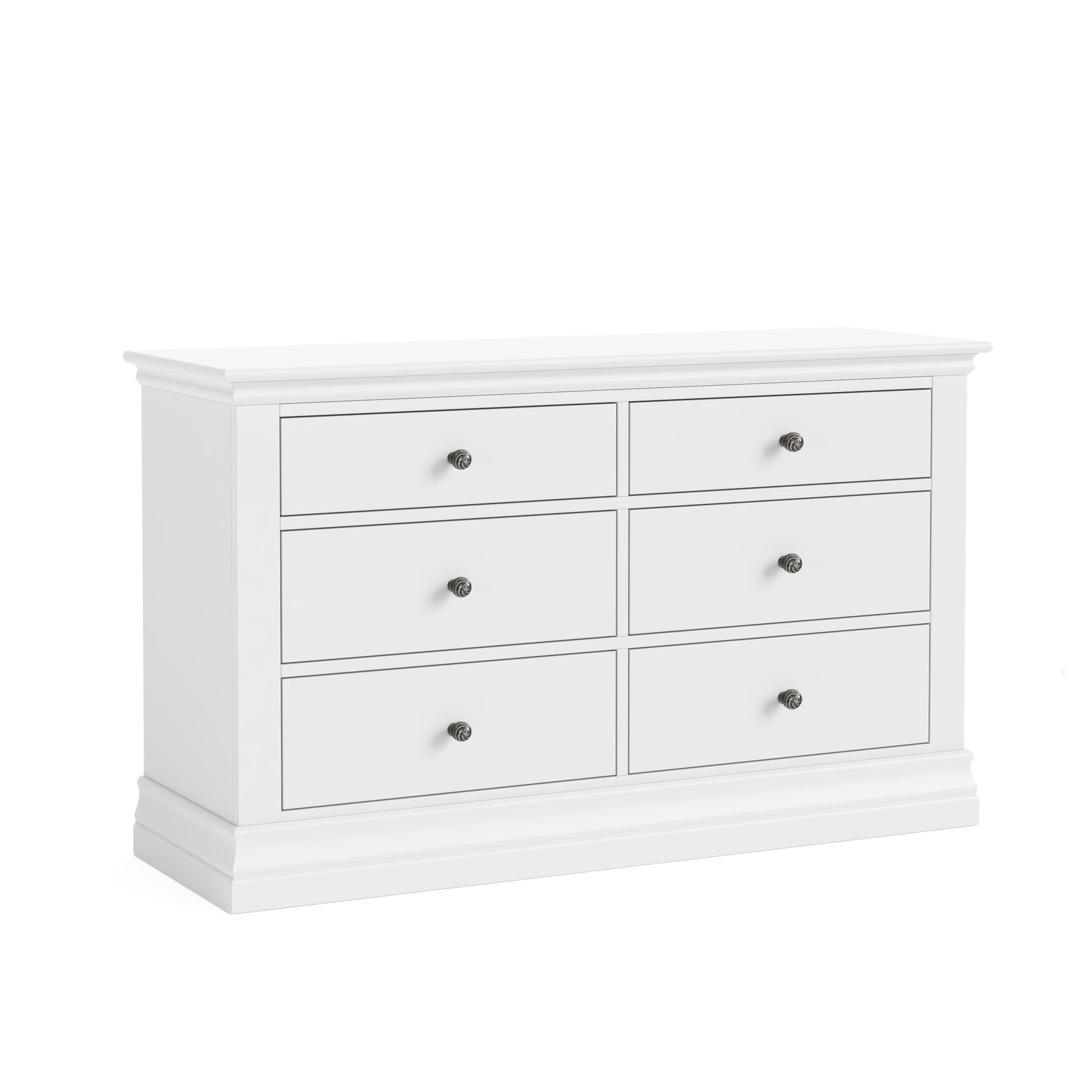 BORDEAUX 6 Drawers Wide Chest in White Bedroom Furniture