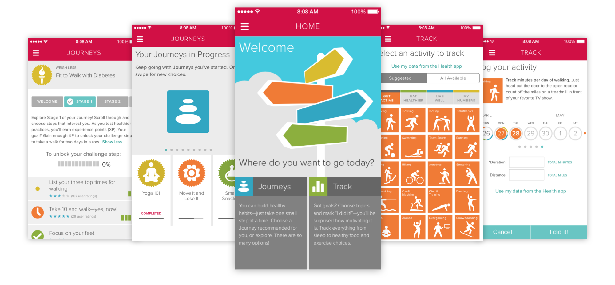 Composite of various final screen designs