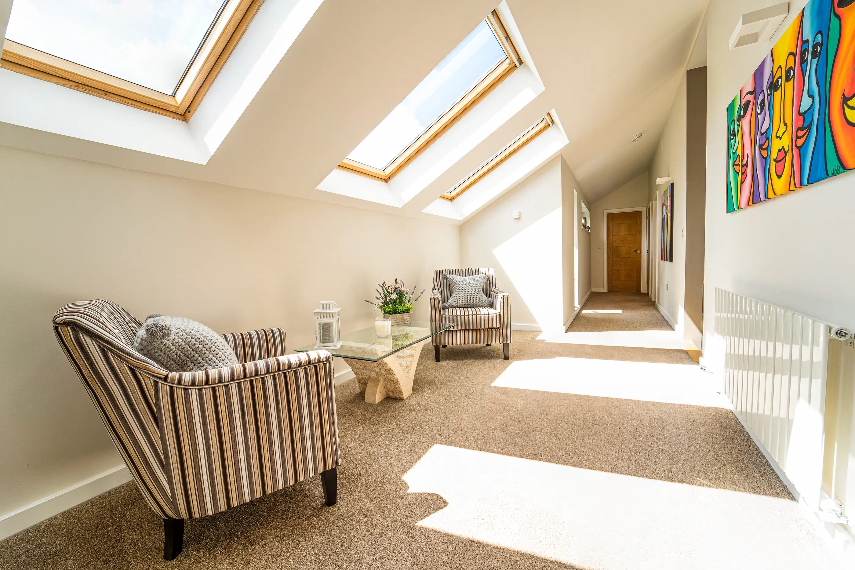 Light filled landing with skylights designed by WK Design Architects