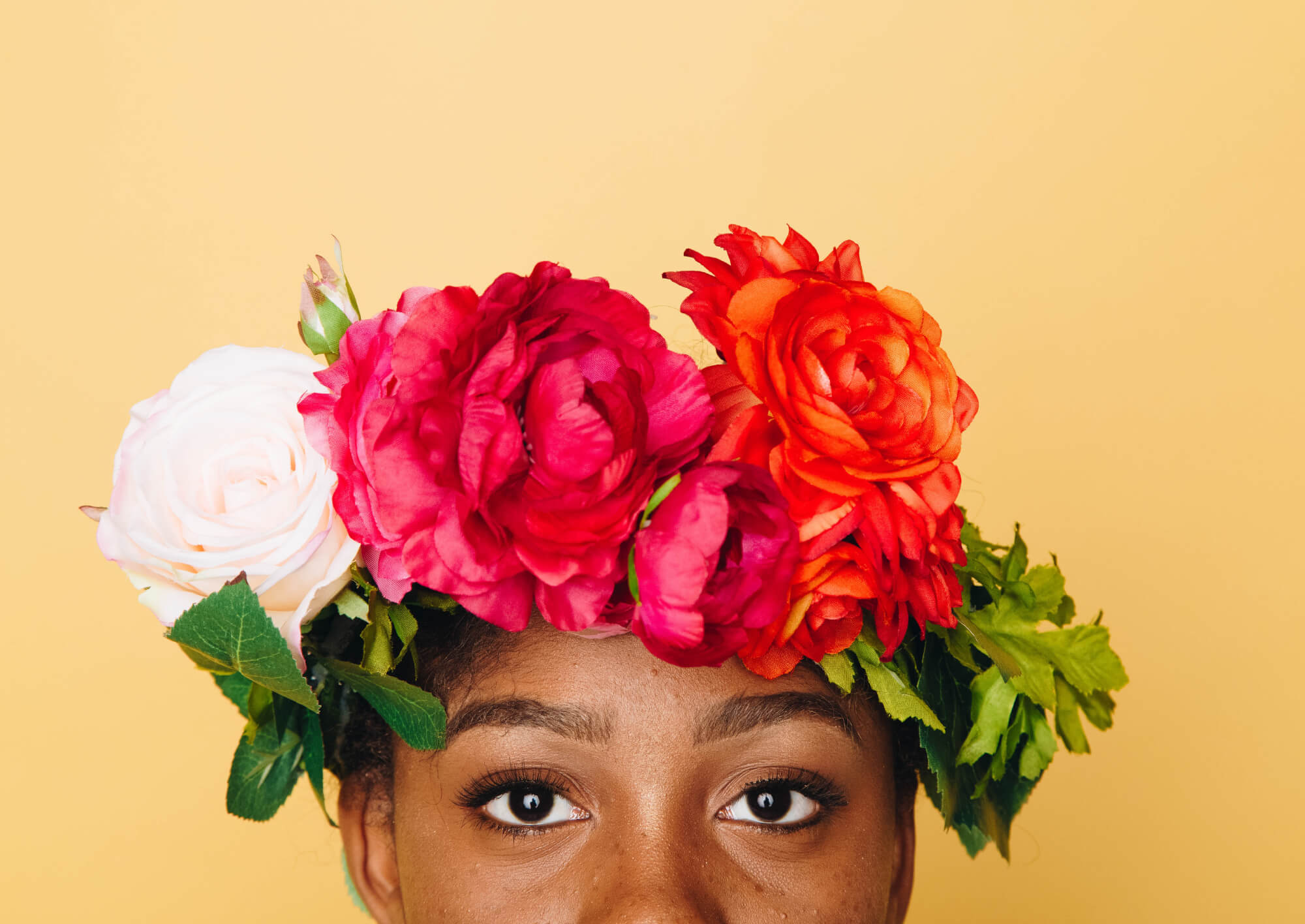 Young woman wearing a flower crown
