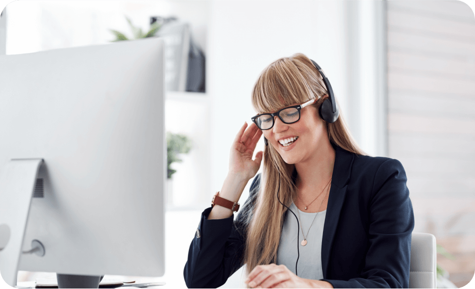 Woman in a call center