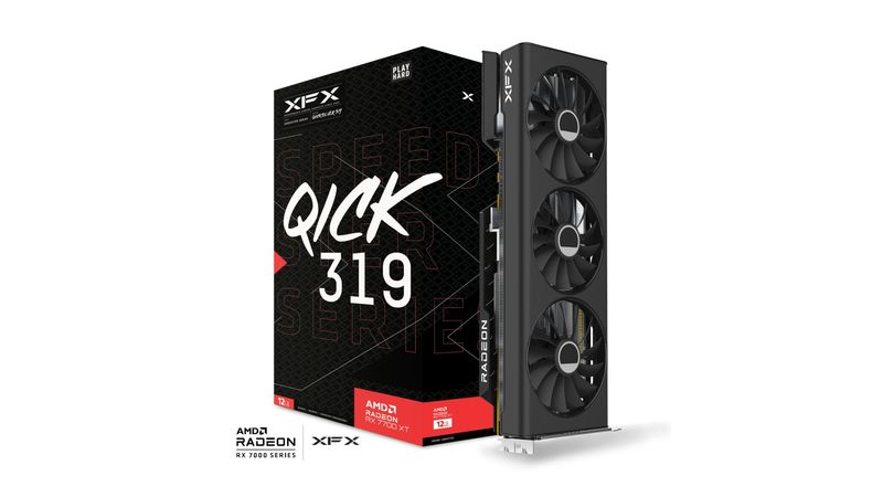Xfx amd rx 7700 xt qick319 black | 12gb | gddr6 | 3xdisplayport hdmi | pci-e 4. 0 | 3 fans | vrhunska grafična kartica 1 Xfx amd rx-7700xt qick319 black 12gb gddr6 192bit grafična kartica, 2599 mhz / 18 gbps, 3x dp, 1x hdmi, 3 fan, 2 slot komponentko