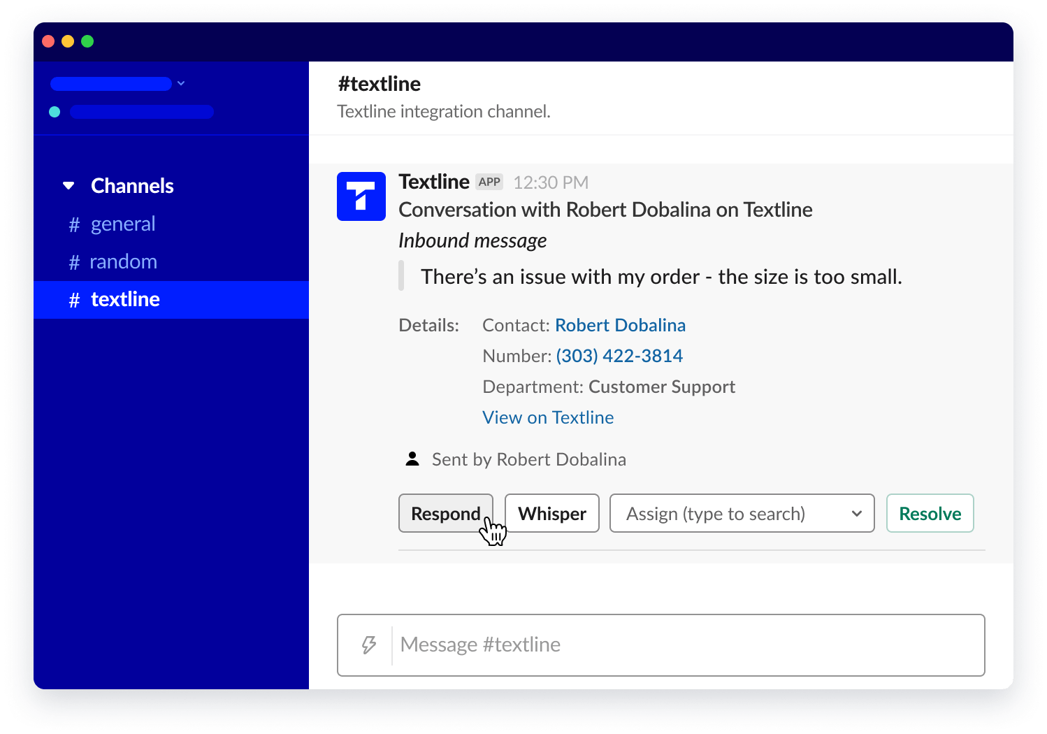 Slack Integration Business Text Messaging Textline