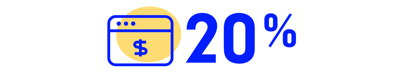 20 percent with a money icon
