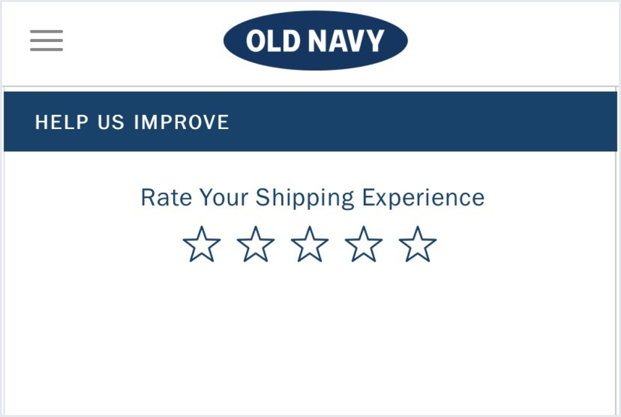 Old Navy CSAT survey example