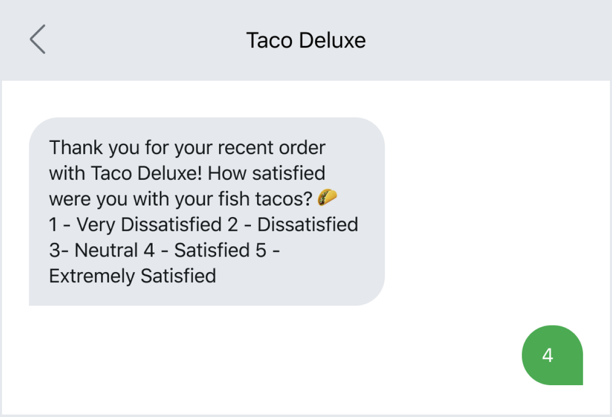 Text message example of a CSAT