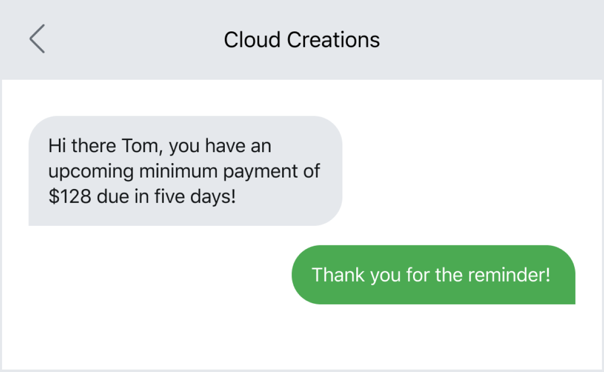 Texting a customer a reminder that their bill is due