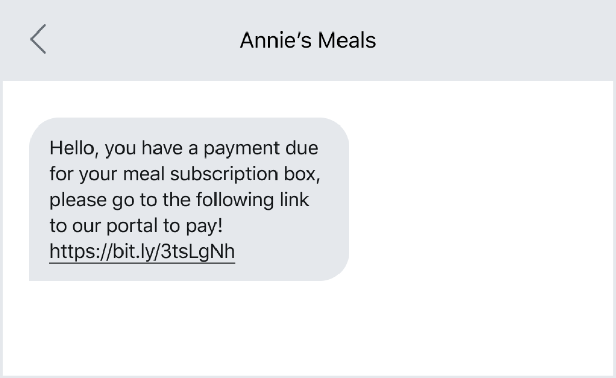 Texting customers a direct link for them to pay a bill