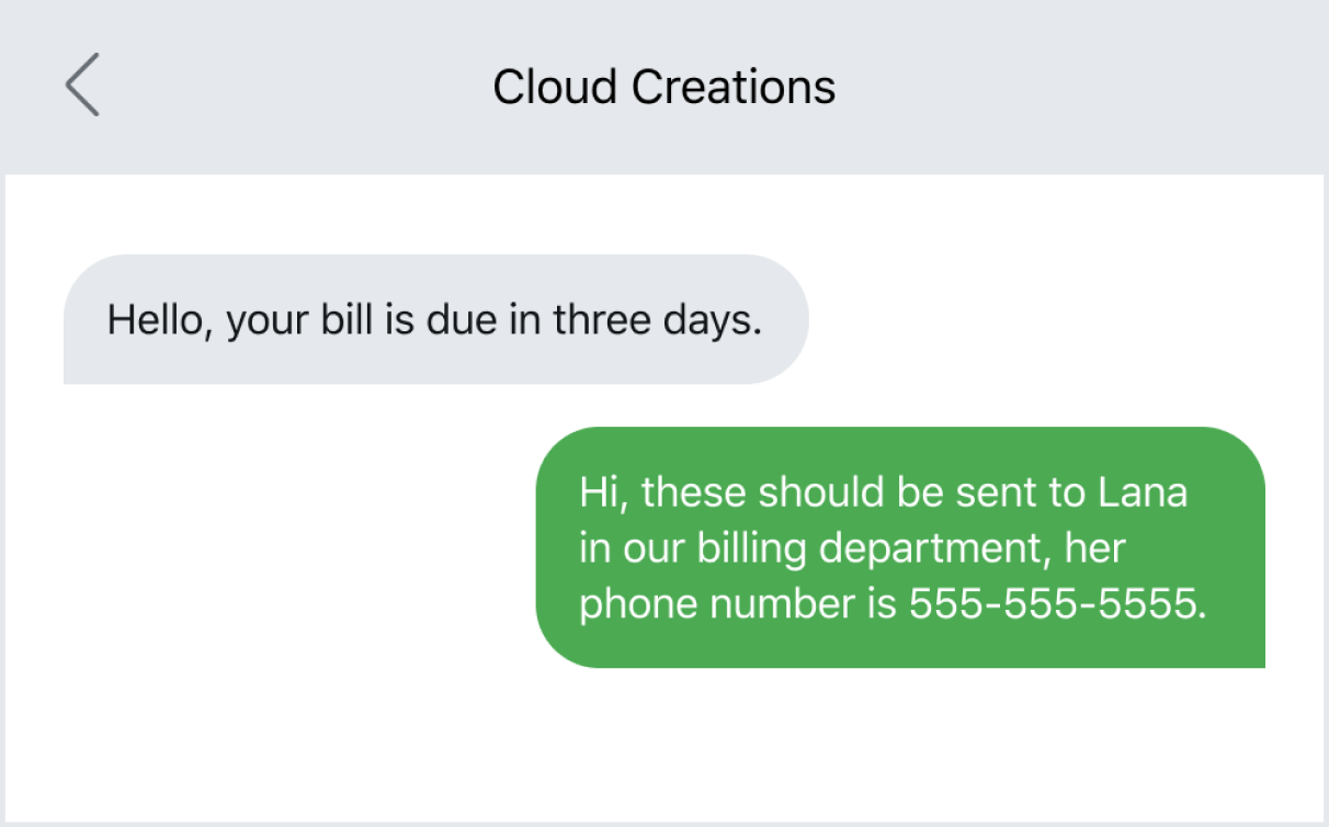 Quickly redirecting a payment via text