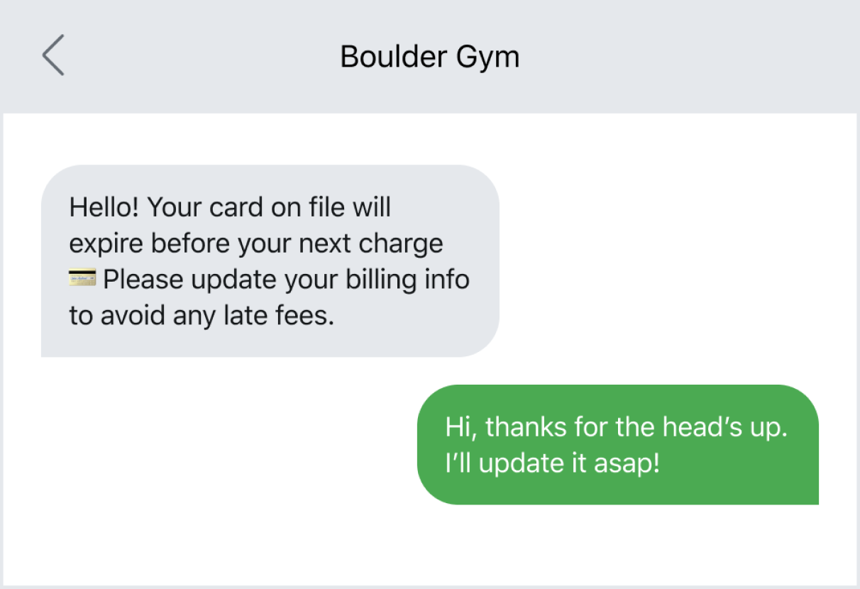 Texting regarding a subscription-based service
