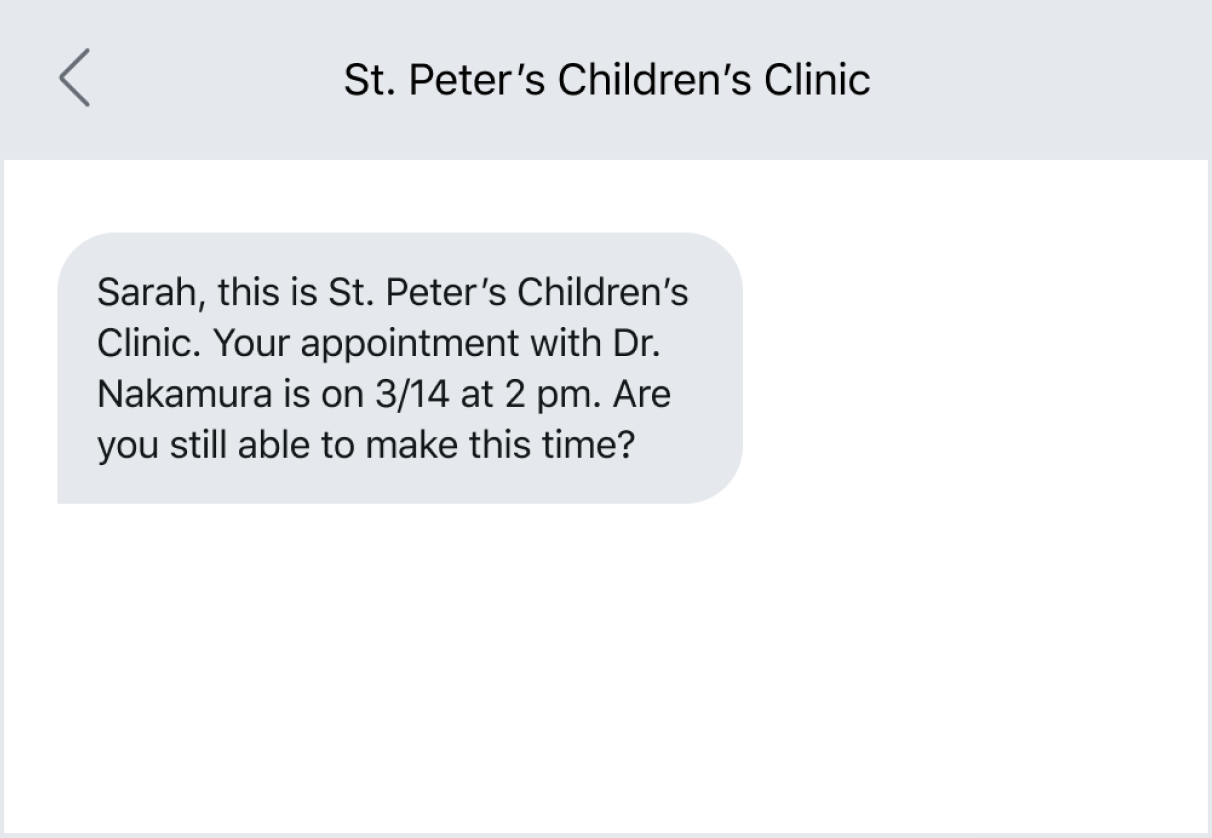 Sending out an appointment reminder via text