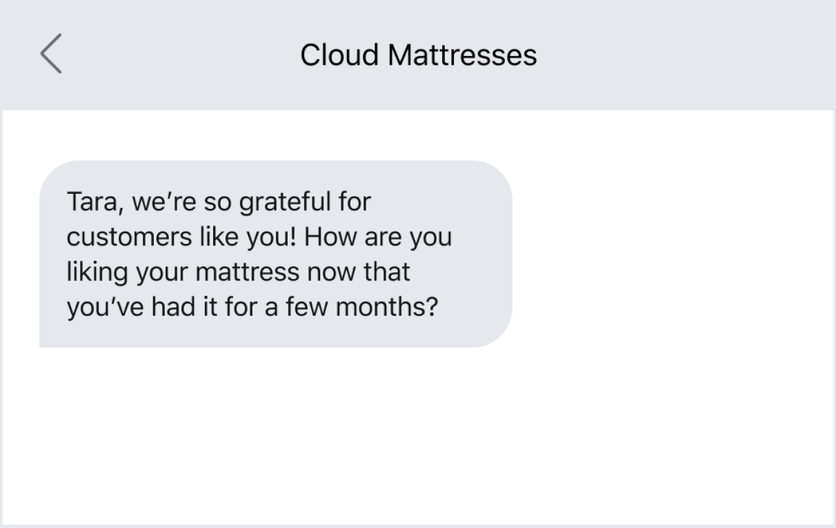 Text message example of checking in with customers