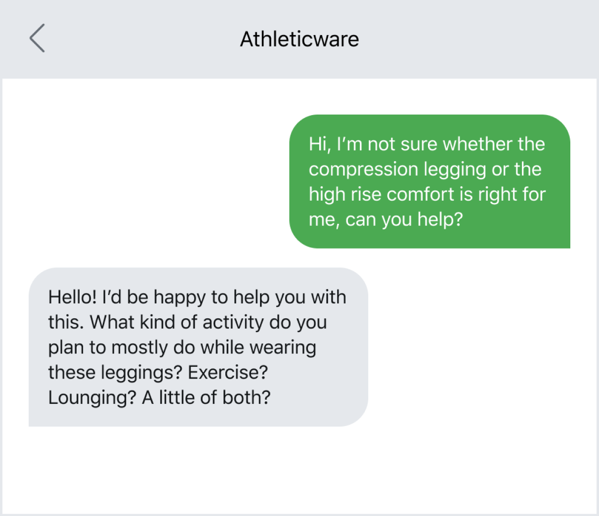 Text message example of giving advice to customers