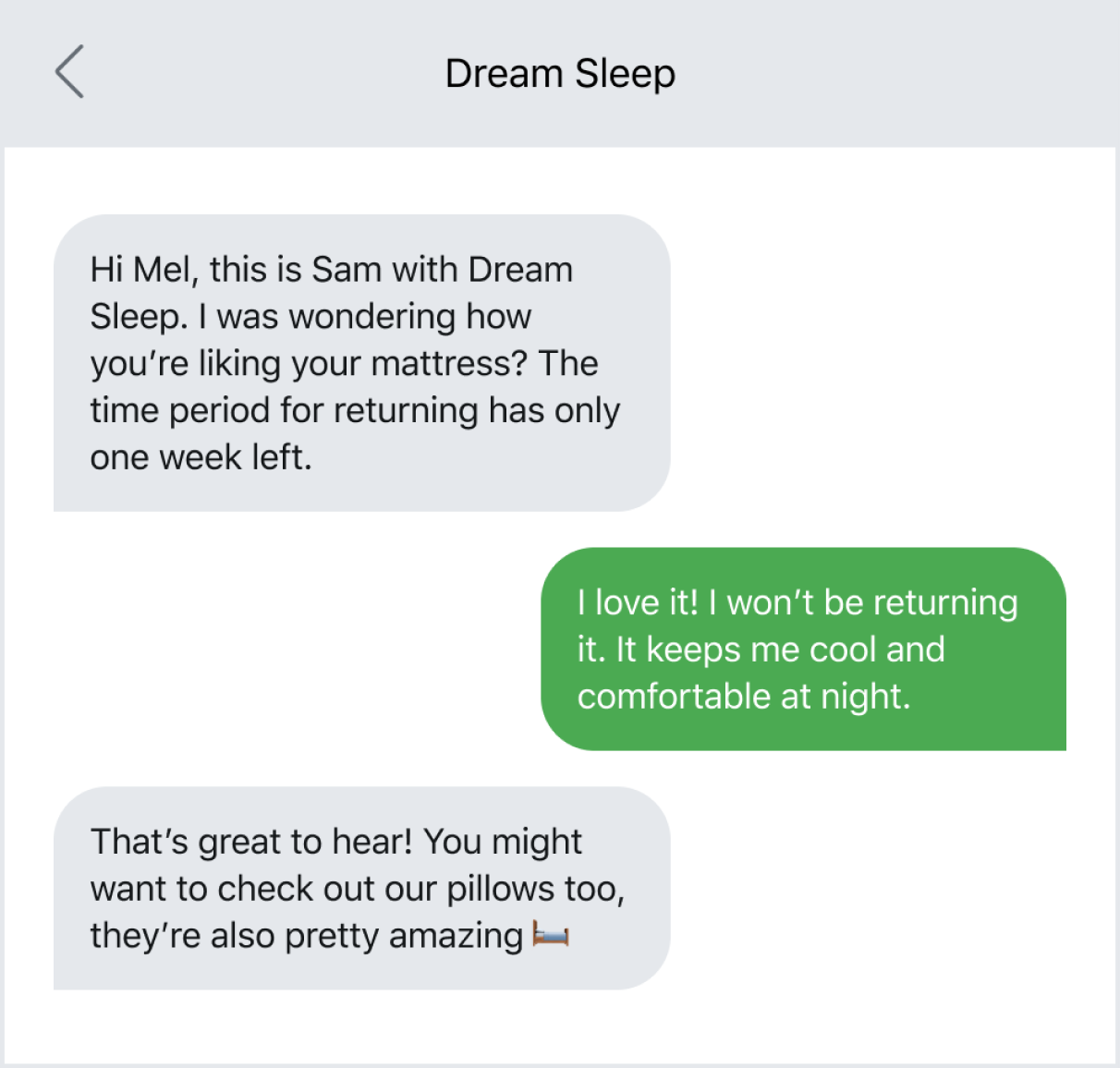 Example of using text messages to anticipate customer needs