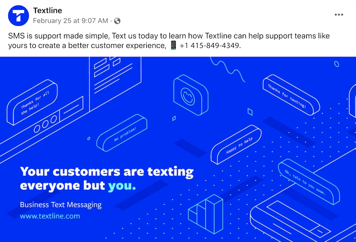 Using a business texting phone number in a Facebook ad campaign