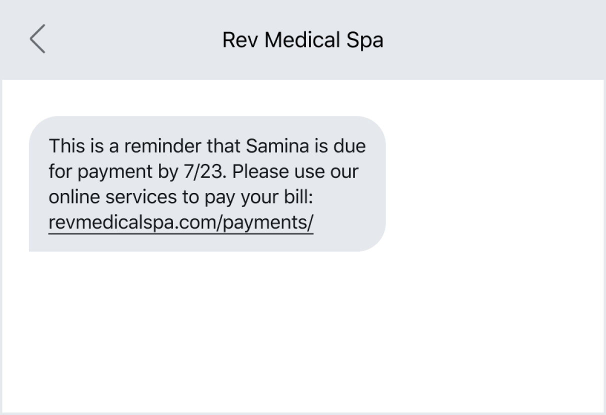 Bill payment reminder via text