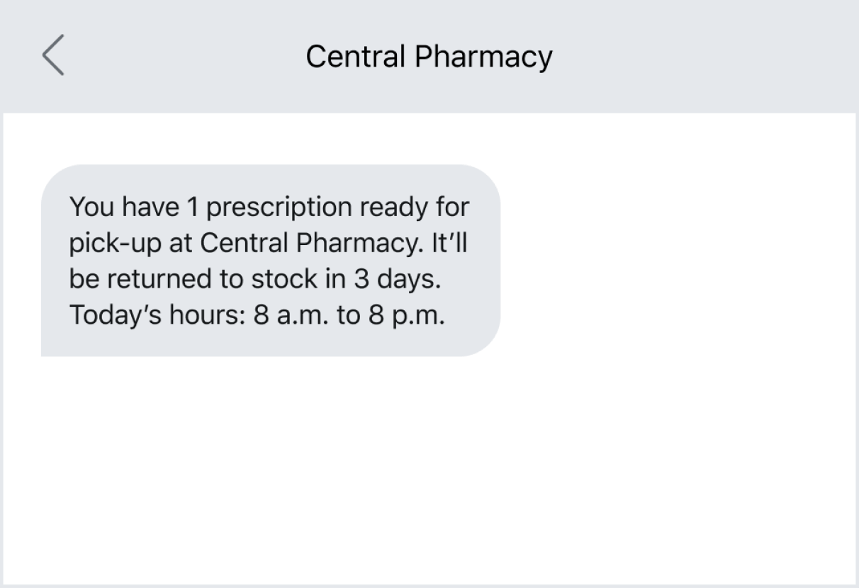 Prescription order updates via text