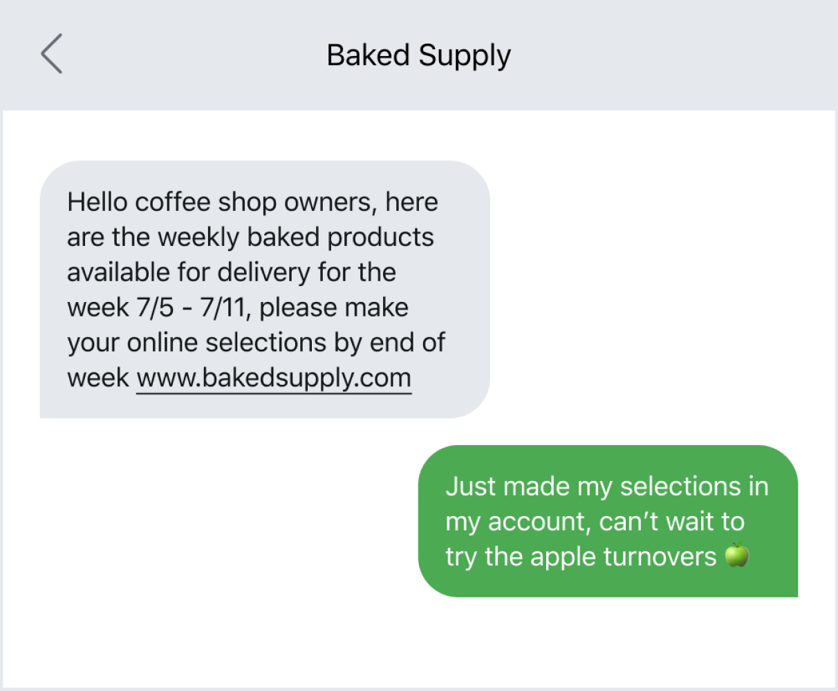 Example of promoting a new product via text