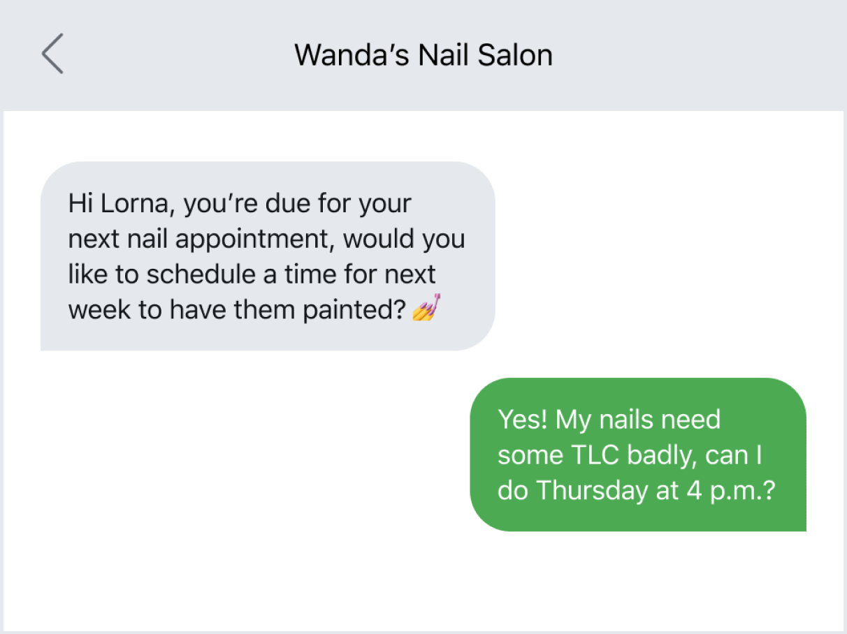Scheduling a new appointment with a client via text