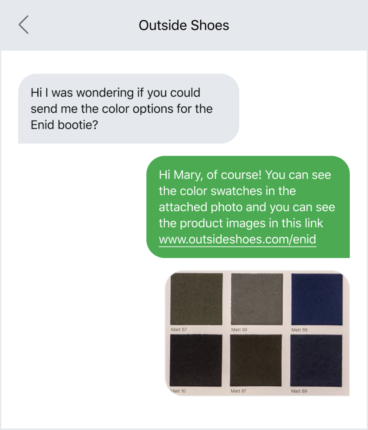 Utilizing links and photos in a text message