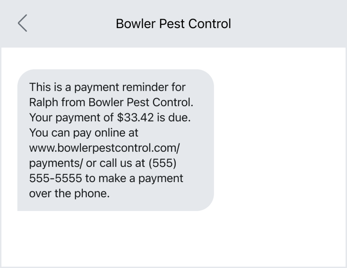 payment due text template