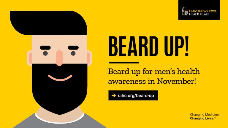 A photo of University of Iowa's Beard Up campaign
