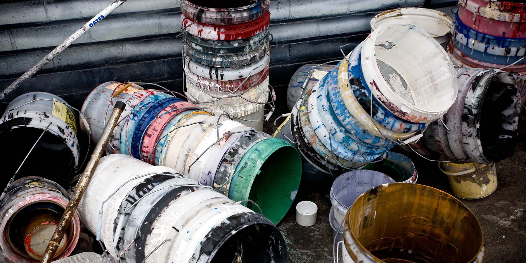 Image of empty paint buckets