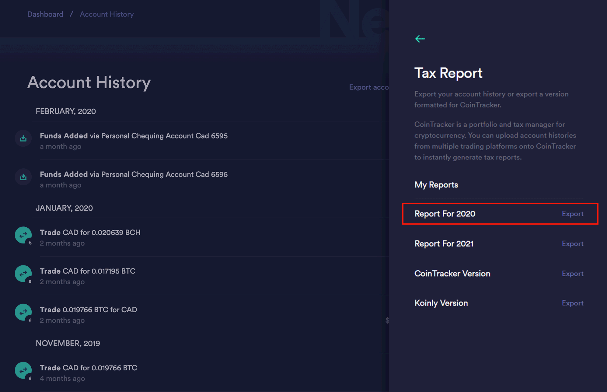 How to export your transaction history for tax purposes. Newton Blog