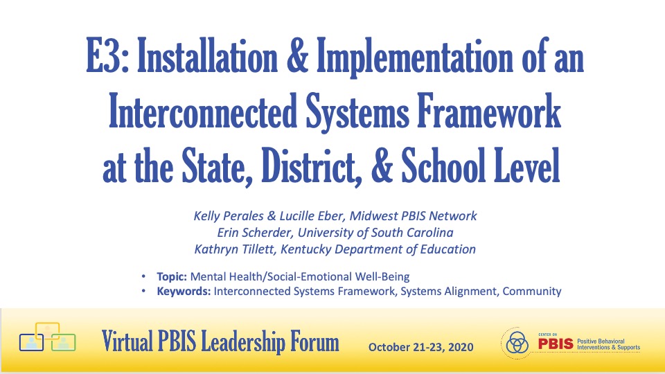 Center on PBIS | Video: [Session E3] PBIS Forum 2020: Installation ...