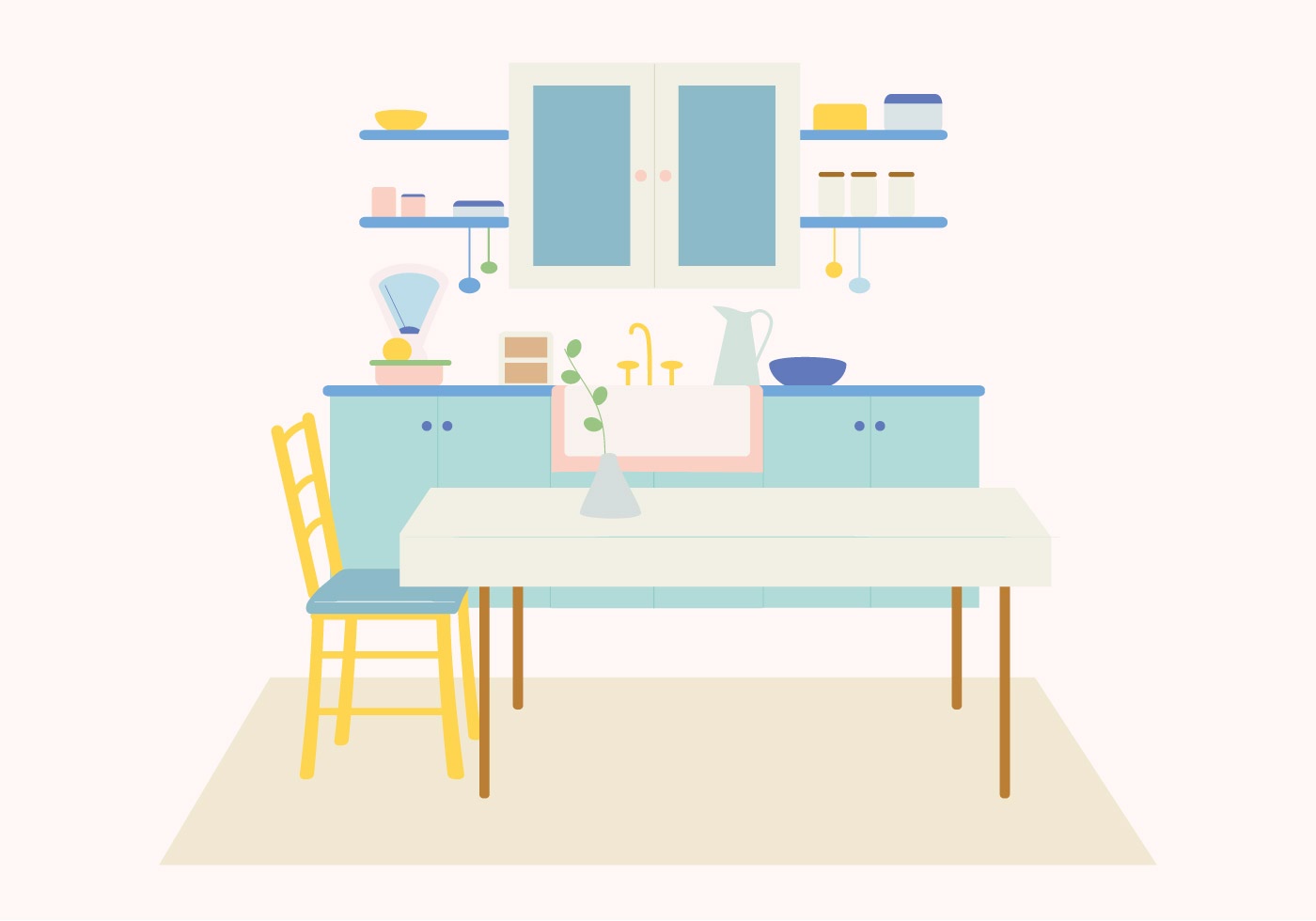 кухня комната вектор. кухня иллюстрация. мультяшная кухня. мебель кухня вектор. значок кухня.