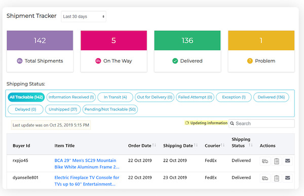 ebay shipping tracker dashboard