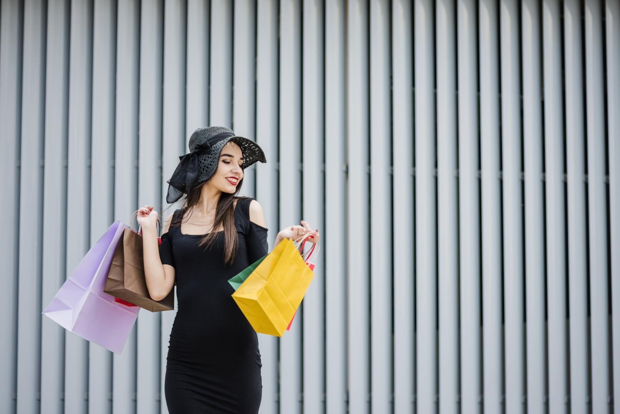 happy woman after shopping