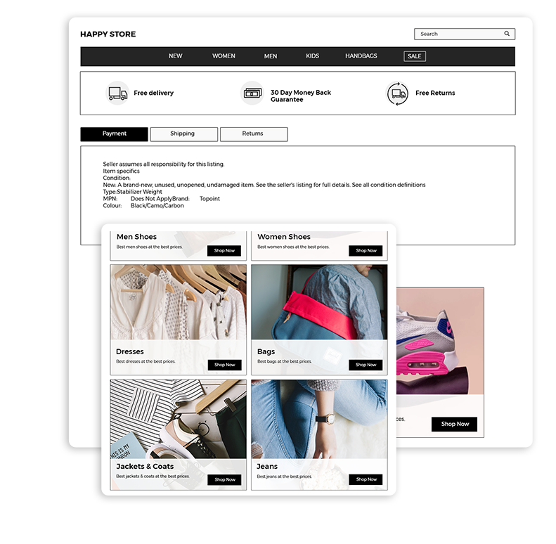 mobile friendly ebay templates with free icons