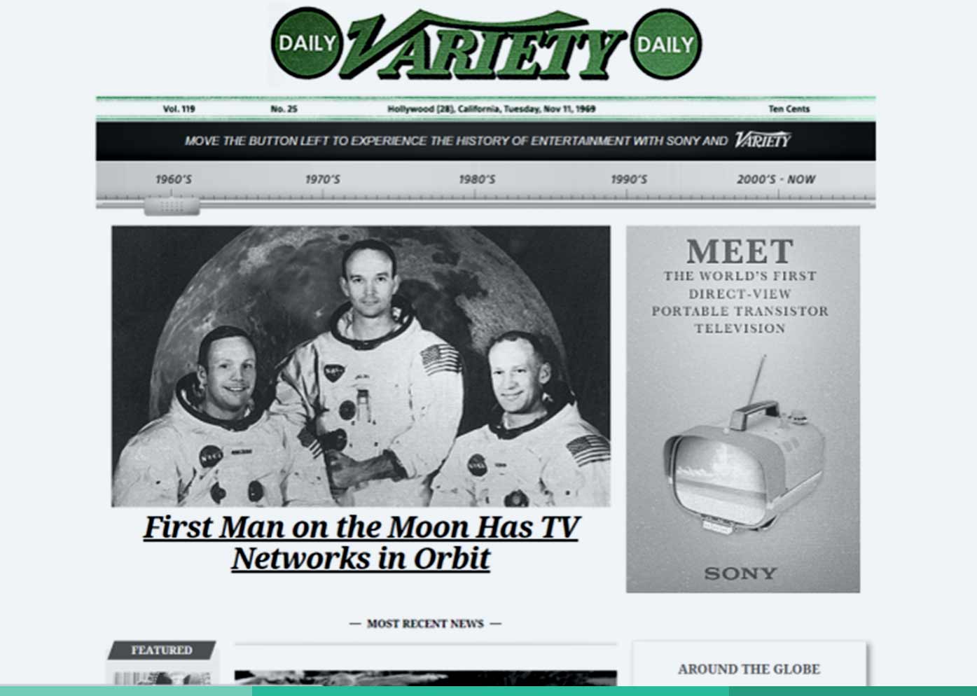 Variety collaborated with Sony and agency Widen+Kennedy on a sponsored homepage takeover